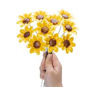 FANLUTYIN Ceramic Flower Bouquet Set of 10 Handmade Ceramic Roses Simulated Flowers Floral Decorations, Creative Gifts for Flora Home Decor (Sunflowers, 10 Inch (Pack of 10))