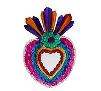 FANMEX - Fantastik - Corazón de hojalata con Espejo pequeño - artesanía Mexicana (Color Rayo)
