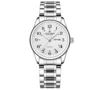 FANMIS Reloj analógico ultrafino fácil de leer para personas mayores con banda de expansión de acero inoxidable, números grandes, impermeable, luminoso, banda elástica, Plata Verde Mujer