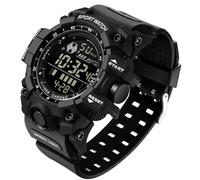 FANMIS Reloj deportivo de cuarzo para hombre, multifunción, digital, LED, electrónico, resistente al agua, alarma, U Negro, Minimalista