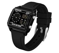 FANMIS Reloj deportivo digital para hombre, cuadrado, 5 ATM, LED | Gran pantalla cuadrada de doble hora con alarma, cronómetro y retroiluminación LED, además de resistencia al agua de 5 ATM y