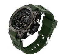FANMIS Reloj deportivo para hombre, resistente al agua, militar, multifunción, táctico, digital, LED, electrónico, fecha, cara grande, alarma, cronómetro, cuenta regresiva para hombre, Verde