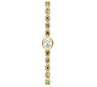 FANMIS Relojes dorados para mujer con pequeña pulsera vintage, elegante esfera ovalada de jade, reloj de vestir, reloj de pulsera de cuarzo a la moda, reloj de pulsera impermeable, dorado (B Gold)