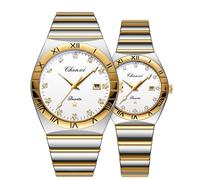 FANMIS Relojes para parejas, hombres y mujeres, de acero inoxidable, para él y para ella, reloj analógico de cuarzo, resistente al agua, para negocios, regalo para el día de San Valentín, para amante
