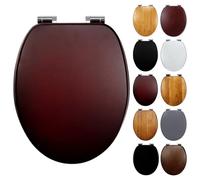 Fanmitrk Asiento de inodoro de bambú con dispositivo de descenso automático, tapa de inodoro, placa de bambú engrosada, grosor de 18 mm, asiento de inodoro de alta calidad, estable y sin tambalearse