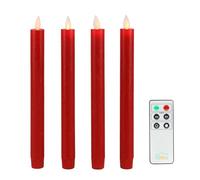 Fanna Juego de 4 velas LED rojas para pizarra, llama parpadeante, con función de temporizador, mando a distancia y pilas incluidas