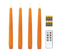 Fanna Velas cónicas en color naranja con temporizador, candelabros LED que funcionan con pilas para Halloween y otoño, mando a distancia y pilas incluidas, Altura 24,5cm