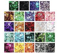 FANNAS 24 Colores Juego de Lentejuelas de Colores,Acerca de 21600 Lentejuelas,Lentejuelas Manualidades Lentejuelas Planas Purpurina Manualidades,Para Bricolaje,Costura,Bordado y Decoración