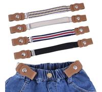 FANNAS 4 Piezas Cinturones Elásticos Sin Hebilla para Niños No Buckle Invisibles Estiramiento Cinturón Stretch Ajustable Belt para Niños y Niñas 37cm-57cm
