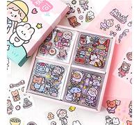 FANNAS Pegatinas Kawaii, 100 Piezas pegatinas decorativas scrapbooking Lindo, PET Mini pegatinas aesthetic, Pegatinas de Dibujos Animados autocolantes para Scrapbooking Cuaderno Calendarios