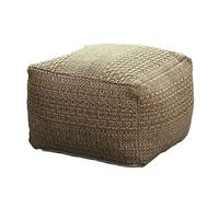 FANNAY Reposapiés Bohemio Bean Bag, Tatami de Algodón y Lino, Puff Cuadrado para Oficina, Sofá, Salón, Sin Relleno