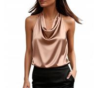 FannBiatty Camisetas Sin Mangas Mujer Camiseta Saten Casual con Cuello en V Blusa Elegante Tirantes Color Sólido Tops Verano Chaleco Camisa Básica Sexy