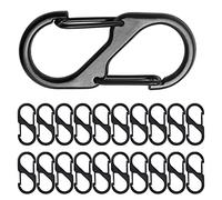 FANNITE 20 unidades S mosquetón llavero mini negro llavero de aleación de aluminio mosquetón en forma de S hebilla de metal doble para senderismo, camping, viajes