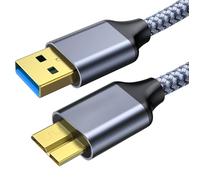 Fannoday Cable USB 3.0, USB Tipo A a Micro B Macho 5Gbps Cable Disco Duro Externo, Se aplica a Galaxy S5, WD Elements, Cámara Fotográfica-1M
