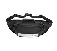 Fanny Pack, Anti-Theft Waist Bag with Zipper, Spacious Nylon Fanny Chest Reflective Packs, For Running, Commuting, Vacation, Sport, Sports, 10.24x5.91x3.94 inches, Negro , Fare riferimento alla