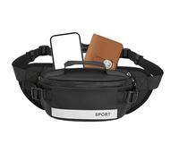 Fanny Pack, Anti-Theft Waist Bag, Zippered Nylon Chest Pack, Reflective Spacious Storage, Lightweight Adjustable Belt, for Running, Commuting, Vacation, Sports Use, 26x15x10cm Black Blue, Negro , Se
