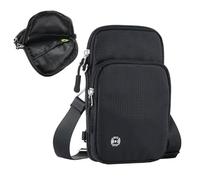 Fanny Pack - Bolsa de hombro para deporte, bolsa de pecho portátil, bolsa de hombro para exteriores, bolsa de pecho, mochila de día, riñonera para camping, senderismo, viajes, Negro , ver