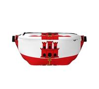 Fanny Pack Flag of Gibraltar - Riñonera bandolera versátil para hombres y mujeres con bolsillos con cremallera, ideal para viajes, correr, color negro, talla única