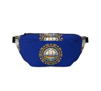 Fanny Pack Flag of New Hampshire - Riñonera cruzada versátil para hombres y mujeres con bolsillos con cremallera, ideal para viajes, correr, color negro, talla única