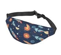 Fanny Pack - Riñonera ajustable para mujeres y hombres, bolsa cruzada Rocket in Space para viajes, color negro, talla única, Black, Talla única