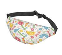 Fanny Pack Sweet Candy - Riñonera elegante con hebillas ajustables para viajes, camping, color negro, Como se muestra en la imagen, Talla única, Mochila de senderismo