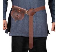 Fannys - Riñonera retro medieval de cuero para teléfono celular, funda para teléfono celular, disfraz de feria renacentista, cinturón de cuero medieval, Juego de 2 piezas marrón, Talla única, Mass