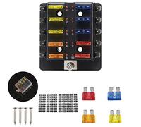 FanPaYY Caja de Fusibles 10 Vías Portafusibles, Cuadro Fusibles con Cuchilla Negativa con Indicador para Barcos Furgoneta Caravana Coches Autocaravana SUV