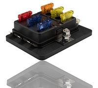 FanPaYY Caja de Fusibles 6 Vías Portafusibles, 12V Cuadro Fusibles con Cuchilla Negativa con Indicador para Barcos Furgoneta Caravana Coches Autocaravana SUV Fuse Protección