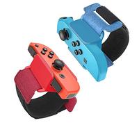 FANPL Bandas de muñeca para Just Dance 2020/2019, cómoda correa elástica ajustable para mando Joy-Con Nintendo Switch, apto para adultos y niños, paquete de 2 (azul y rojo)