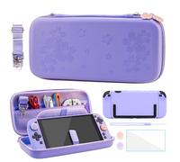FANPL Case Bundle for Nintendo Switch 2 Accessories, Carrying Cover for Switch 2 and JoyCon Controller with Hard Protective Skin and Screen Protector, 4 Thumb Grips, Shoulder Strap (Sakura Purple)