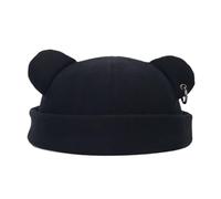 FANPOI Gorro de invierno para mujeres y hombres, gorro grueso y cálido, unisex, moda callejera, oso, oreja, hip hop, moda callejera, Negro -, talla única