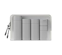 FANPOI Juego de 5 botellas dispensadoras de crema de viaje, juego de recipientes de aseo de viaje, aprobado por la TSA, esenciales de viaje, Gris claro, Sólido