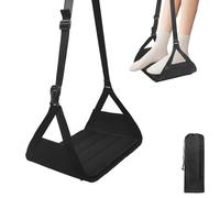 FANPUJOR Hamaca para pies de avión, reposapiés ancho para avión con base de soporte extraíble, hamaca portátil y ajustable para viajes en avión, esenciales para relajar tus pies