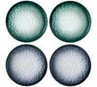 Fanquare 20cm Platos de Porcelana para Postre y Ensalada - Azul Ola de Agua, Set de 4 para Aperitivo y Comida, Aptos para Microondas