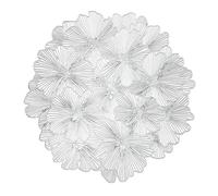 fanquare 6 Piezas Salvamanteles Individuales Redondos Plateados, Manteles Individuales Redondos de Vinilo Prensado para la Mesa de Cena, Manteles Individuales con Forma de Ginkgo Huecos