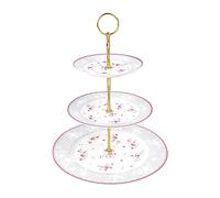 fanquare Bandeja de Porcelana para Tartas de 3 Pisos, Soporte de Frutas Redondo Rosa Floral, Bandeja de Postre para Bodas, Cumpleaños y Fiestas de Té