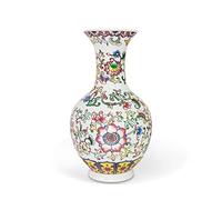 fanquare Jarrón chino esmaltado pequeño de porcelana floral para decoración del hogar, jarrón clásico de cerámica para sala de estar, 14 cm