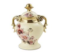 fanquare Jarrón Florero de Porcelana con Asas, Azucarero Vintage Rosa Floral, Tarro de Cocina para Decoración, Botes para Chuches y Galletas Inglés Estilo
