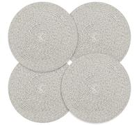 fanquare Juego de 4 Salvamanteles Individuales Boho de Cuerda de Algodón Trenzada, 30 cm Círculo, Protectores Térmicos Antideslizantes para Ollas Calientes para Interior y Exterior, marrón