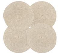 fanquare Juego de 4 Salvamanteles Individuales Boho de Cuerda de Algodón Trenzada, 30 cm Círculo, Protectores Térmicos Antideslizantes para Ollas Calientes para Interior y Exterior, marrón Claro