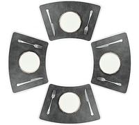 fanquare Juego de 4 Salvamanteles Individuales de PU con Textura de Cuero de Vaca, Manteles Individuales Grises de 48x30 cm Lavables para la Mesa de Comedor