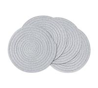 fanquare Juego de 4 Salvamanteles Redondos, Salvamanteles de Algodón Trenzado, Salvamanteles Lavables Resistentes al Calor Salvamanteles Salvamanteles Cocina (Gris Claro, 30cm)
