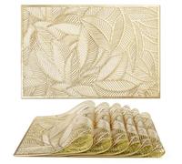 fanquare Juego de 6 manteles Individuales, manteles Individuales rectangulares de Pan de Oro para Navidad, Antideslizantes, aislantes del Calor, para Bodas, cenas, restaurantes, 45x30cm