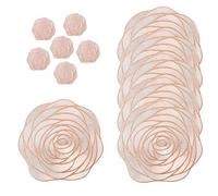 Fanquare Juego de 6 Salvamantel y Posavasos Rosa Manteles Individuales Tejidos de PVC Oro Rosa Flor de Dorado Hueca Antideslizantes Lavables para Comedor Mesas 38cm