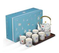 fanquare Juego de Té Chino Tetera y Tazas de Porcelana Fénix de Colores con Infusor para Adultos Regalos, Una Tetera con 6 Tazas