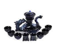 fanquare Juego de Té Semiautomático Taza de Té Tetera China Loong Kungfu Azul 11 Piezas Servicio de Té Tradicional de Porcelana para Adultos Regalos