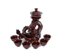 fanquare Juego de Té Semiautomático Taza de Té Tetera China Loong Kungfu Servicio de Té de Porcelana Rojo para Hombres Adultos