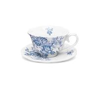 fanquare Juegos vintage de taza y platillo, tazas de té de porcelana con flores azules, taza de café y plato elegantes para la merienda 250 ml