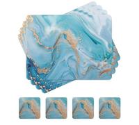 fanquare Manteles Individuales de Corcho Juegos de 4 Salvamanteles Rectangulares y Posavasos Manteles Individuales de Mármol Azul Lago Salvamanteles Resistentes al Calor para Cocina Casa 41 * 31cm