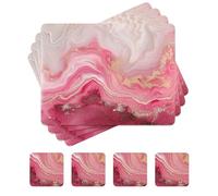 fanquare Manteles Individuales de Corcho Juegos de 4 Salvamanteles Rectangulares y Posavasos Manteles Individuales de Mármol Rosa Salvamanteles Resistentes al Calor para Cocina Casa 41 * 31cm